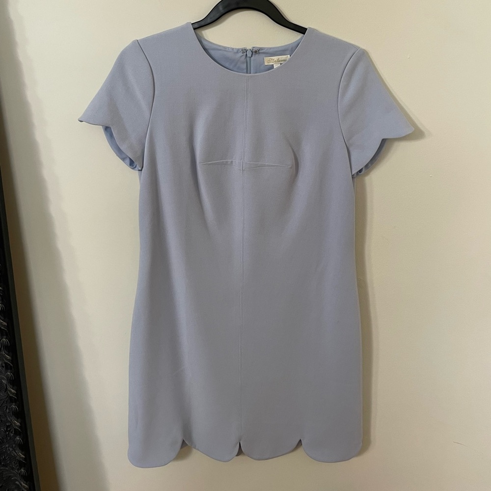 Shoshanna Light Blue Shift Dress Scalloped Hem 4 Never Worn